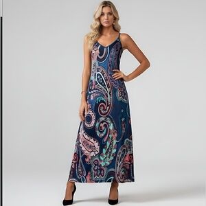 Paisley Cami Maxi Dress Blue